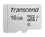 Transcend 16GB microSDXC 300S Klasse 10 Speicherkarte mit bis zu 95/45 MB/s (für Smartphones und Nintendo Switch Konsolen) mit SD-Adapter mit Frustration-Free-Verpackung - TS16GUSD300S-A
