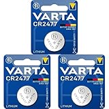 VARTA Batterien Knopfzelle CR2477, 1 Stück, Lithium Coin, 3V, kindersichere Verpackung, für elektronische Kleingeräte - Autoschlüssel, Fernbedienungen, Waagen (Packung mit 3)