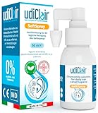 Ohrenspray 50 ml - UdiClair SoftSpray - Isotonische Lösung 0% Alkohol Made in Italy - Ohrenreinigung für Erwachsene und Kinder mit vernebeltem Strahl