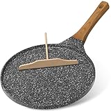 YASHE 26cm Crêpe pfanne,Induktion Pfannkuchen pfanne, Antihaftbeschichtung für Omelettes, Pancakes & Crêpes, mit Holzschieber