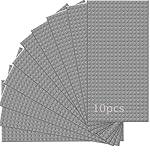 Guihumz 10 Platten-Set Bauplatten Kompatibel mit Meisten Marken,Classic Bausteine Grundplatten 25.6 * 12.8cm mit 16 * 32 Noppen(Grau,25.6 * 12.8cm)