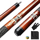 ASMPCUE Pool Queue, 58 Zoll Billard Queue Kanadischer Ahornholz Pool Cue 13mm Spitzen für Professionelle Billardspieler, 1/2 Maple Queue Sticks für Billard Tisch Sport (Braun)