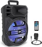 Pyle Musikbox Bluetooth Groß, 800W- Party Lautsprecher, Partybox, PA Anlage mit Fernbedienung & LED Lichtern, Mobile- Soundbox, USB, MP3, SD, RCA Eingang, Tragbarer Lautsprecher