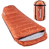 Skandika Schlafsack Vegas | XXL Mumienschlafsack mit Polycotton Innenfutter, für Erwachsene, koppelbar, 3 Jahreszeiten, bis -12°C, 220 x 110 cm | Winter Outdoor Camping Wandern (RV rechts, Cayenne)