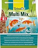 Tetra Pond Multi Mix – Fischfutter für verschiedene Teichfische mit vier Futtersorten (Flockenfutter, Futtersticks, Gammarus, Wafer), 4 L Beutel