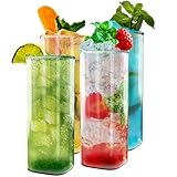 Trinkgläser aus Glas Set 520ml 4 Stück Longdrinkgläser Set, Cocktailgläser, Gläser 0.5 Liter, Ideal für Saft, Longdrinks, Eiskaffee Wassergläser Set, Perfekt für Zuhause, Restaurants und Partys