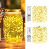 StarryEver 200er LED Lichterkette Batterie,10M Warmweiß...