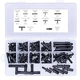 NVGFTG 113 Stück T-Verbinder Schlauchverbinder Set, 12 Größen T Schlauchverbinder Sortiment KFZ, Bewässerung Anschluss Kit für Schläuche, Tropfschlauch, Schwarz