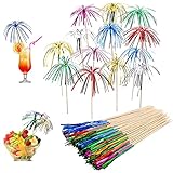 OMIGA 100 Stücke Cocktail Feuerwerk Dekoration Drink Dekoration Glitzerpalmen Cocktailspieße für Geburtstagsbars Obst Snacks Party Weihnachtsdekoration Deko Usw (Mehrfarbig)