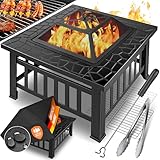 KESSER® Feuerstelle mit Grillrost & Grillzange Feuerschale...