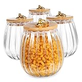 CLISPEED 4 Stück Teiliges Luftdichter Vorratsgläser mit Deckel Petalförmige Aufbewahrungsgläser für Küche Transparente Food Storage Canisters mit Praktischem Ringgriff