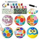 Fußball Malen Lampe, Selbst Bemalte Fußball Lampe Bastelset, Kunstbedarf Mit Leuchtaufklebern Für Kinderzimmer Wohnzimmer Weihnachtsfeier Und Feiertage