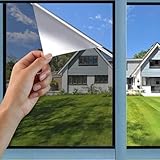 Perfect Cover Spiegelfolie Fenster Sichtschutz Mit Rakel, Sonnenschutzfolie, Fensterfolie Von Aussen, Energiesparend, Folie Fenster Sichtschutz Anti UV für Zuhause Büro küche (90x300)
