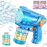 Seifenblasenpistole Kinder Seifenblasenmaschine Seifenblasen Machine: LED Licht Reiche Blasen Elektrisch Mit 100 ML Tank Blau Automatische Bubbles Maker Für Kids Shooter Party Spielzeug