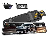 Spiegel Dashcam mit Rückfahrkamera Dual 1080P Dashcam Auto Vorne Hinten 170°+140° Weitwinkel Rückspiegel Dashcam Auto Kamera mit 10' IPS-Touchscreen WDR Nachtsicht Loop-Aufnahme G-Sensor 10M Kabel