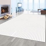 Teppich-Traum Wohnzimmer Schlafzimmer Kinderzimmer Moderner Designerteppich weich Bogen Muster 3D Effekt in Creme 120x170 cm