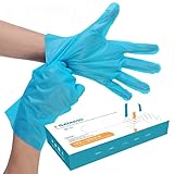 Gedikum Blaue Einmalhandschuhe Einweg TPE puderfrei & latexfrei, Handschuhe puderfrei, latexfrei, hypoallergen (100, L)