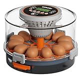 Okköbi Brutautomat vollautomatisch – Brutmaschine für 12 Eier – Temperatur & Luftfeuchtigkeit automatisch geregelt – Eierprüflampe integriert – Inkubator für Hühner-, Wachtel-, Enteneier