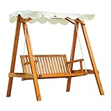 Outsunny Hollywoodschaukel Gartenschaukel Schaukelbank Schaukel 2-Sitzer Lärche Natur+Creme
