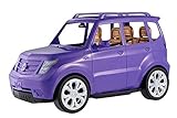 Barbie DVX58 - Geländewagen mit brauner Innenausstattung, rollende Räder, genügend Platz für 4 Puppen, mit Lenkrad, zwei Kaffeebecher und Anschnallgurten, für Kinder ab 3 Jahren