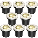 Herrselsam Bodeneinbaustrahler Aussen Led Runde 8er set Led Bodenstrahler Warmweiß Bodenlampe IP67 Wasserdicht Bodenleuchten Bodenspots Außen,für Gartenbeleuchtung und Gehwegbeleuchtung
