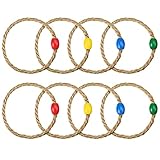 8 Stücke Ringwurfspiel Garten Spiel Wurf Kreis Ringwurfspiel Holzseil Quoits Hölzerner Wurf Ring Outdoor Spielzeug für Indoor und Outdoor Ringwurfspiel