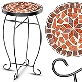 KESSER® Mosaiktisch Bistrotische Blumenhocker Rund 60 x 34 cm Metall Mosaik Beistelltisch Balkontisch Gartentische Terrassentisch Balkon Steinmosaik Garten Gartentisch Indoor Outdoor, Antike