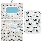 Druuzyl Windeltasche Organizer und Kosmetiktasche 2in1 Wickeltasche für unterwegs Kleine Wickeltasche Organizer Baby Windelaufbewahrungstasche Creme Tücher Baby Organizer (Wal)