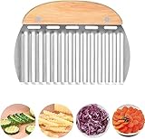 Rpanle Wellenschneider aus Edelstahl, Wellenmesser Kartoffelschneider für Kartoffeln, Crinkle, Pommes Frites und Obst, Gemüse-Klinge mit gewelltem Rand für Gemüse, Kartoffeln, Zwiebeln
