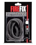 FIREFIX 2044 Keramikkordel ø 10mm, grau I 2m Ofendichtschnur für Kaminofen I Rundkordel I Ofendichtung mit bis zu 1100 °C hitzebeständigem Kleber 17ml