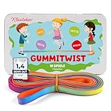 KLEINTOBER I Gummitwist Kinder I mit Anleitung für Spiele I Hüpfgummi I Twister I Indoor und Outdoor Spielzeug I Regenbogen Band I für Mädchen & Jungs I Gummitwist I ideal für Geschenke