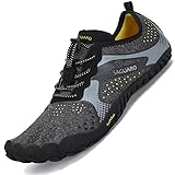 SAGUARO Barfußschuhe Herren Zehenschuhe Barfussschuhe Damen Fitnessschuhe Hallen Outdoor Traillaufschuhe Minimalistische Rauchiges Schwarz 44 EU