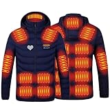 Battnot Beheizbare Jacke Herren Damen, Elektrische Beheizte Jacke mit 21 Heizzone 3 Einstellbar Temperatur Warme Jacke USB Heizjacke Outdoorjacke für Outdoor Motorrad Wandern Skifahren Jagd Camping