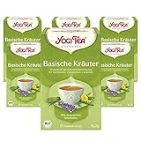 YOGI TEA, Basische Kräuter, Ayurvedischer Bio Gewürz- und Kräutertee, von Natur aus koffeinfrei, Mischung aus Löwenzahn, Brennnessel, Lavendel, Yogi Tee 6er Pack, 6x17 Beutel (102 Teebeutel insgesamt)