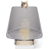 Conlun Katzenstreu Matte Katzenklo Matte 58x42 cm, Wabenförmiges Doppellagiges Design, Urin- und Wasserdichtes Material, Katzenklo Unterleger Grau