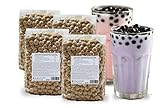 EasyCookAsia Tapioka Perlen | Boba Perlen | 4 x 200g | Echte frische Tapioka Boba Perlen aus Taiwan für deinen perfekten Bubble Tea!