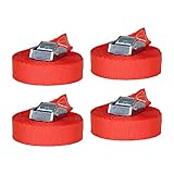 Lasiprofi Klemmschlossgurt 4 Stück im Sparset | 400 kg | 4,0 m | Spannriemen | Spanngurt | Befestigungsriemen | rot | 25 mm | DIN EN 12195-2 - Ladungssicherung im Pkw (4,0 m)