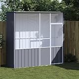 Emmtore Voliere Vogelvoliere Außen Aufzuchtkäfig All-in-One-Vogelkäfig Außenvoliere Käfig Vogelhaus Voliere Verzinkter Stahl,Anthrazit,215 x 78 x 200 cm