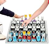 Reise-Schachbrett – tragbares Spielset aus Holz, Cartoon-Teile, faltbares Strategie-Schachbrett, pädagogische Unterhaltung für Kinder und Erwachsene, familienfreundlich | Schachspiel zum frühen Lernen