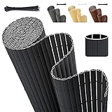 Sekey PVC Sichtschutzmatte 80x300cm Doppelte Verstärkung Innen, Balkon Sichtschutz mit Kabelbindern, Sichtschutzzaun Windschutz Wasserdicht ohne Bohren für Balkon Garten, Anthrazit