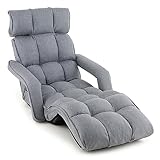 RELAX4LIFE Relaxliege, Bodenliege 6-Fach Einstellbar, Bodenstuhl Faltbar, Relaxsessel mit Schlaffunktion, Liegesessel mit Armlehnen, bis 140kg belastbar, Klappsessel für Schlafen Lesen