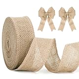 jijAcraft Juteband 4cm Breit, 10M Burlap Vintage Geschenkband, Sackleinen Decoband für Handwerk, Hochzeitdeko, Weihnachten, Herbstkranz