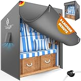 KESSER® Premium Strandkorb Schutzhülle mit Belüftungsöffnungen, Strandkorbhülle Wasserdicht, Winterfest UV-Beständiges, Schwerlast Reißfest 600D Oxford Gewebe Abdeckung (135x105x175cm), Grau