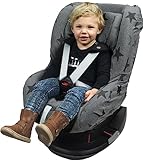 Original Dooky Grey Stars Sitzbezug für Kindersitz universale Passform für viele gängige Modelle Altersgruppe 1+ 9 - 18kg für 3 und 5 Punkt Gurtsystem, grau