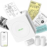 Nelko Mini Drucker PM230 Aufkleber Drucker Fotodrucker mit 3 Rollen Etiketten für Smartphone Thermodrucker Bluetooth Etikettendrucker für DIY Erstellung, Studiennotizen, (Weiß)