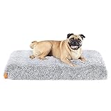 Feandrea Hundebett, orthopädisches Hundekissen, mit Noppenschaumstoff gepolstert, Bezug abnehmbar und waschbar, Größe M, für kleine und mittlere Hunde, 80 x 50 x 8 cm, Ombré-Grau PGW211G01