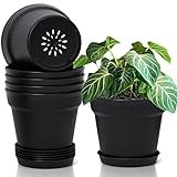 T4U 16cm Kunststoff Blumentopf mit Untersetzer, 6er-Set...