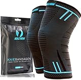 AGILE NOW – Kniebandage 2er Set Premium stabilisiert & schützt die Gelenke bei jeder Bewegung – Knie Bandage für Damen & Herren – rutschfeste & atmungsaktive Knee Pads – für jede Sportart (L | Blau)