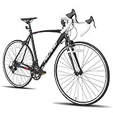 Hiland 28 Zoll Rennrad 700c Racing Bike City Pendlerfahrrad mit 14 Gang Rahmengroß 55cm schwarz Aluminium Gravelbike für Herren und Damen