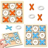 2 Sätze Tic Tac Toe Extreme,Xo Tic-Tac-Toe Spiel Aus Holz,Tic Tac Holzspiel Interaktives Brettspiele Geeignet Für Familienfeiern Mit Kindern Und Erwachsenen Puzzle (Blauweiß/Orangeweiß) 9,8*9,8*0,5cm